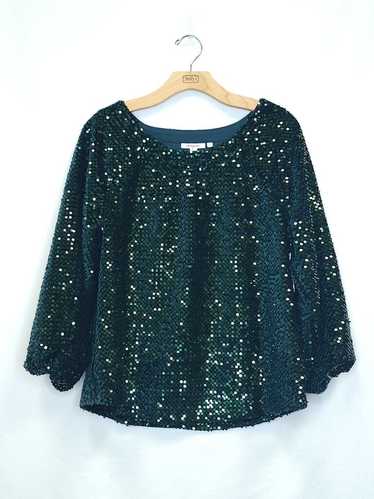 Chicos Sequin Sparkly Green Long Sleeve