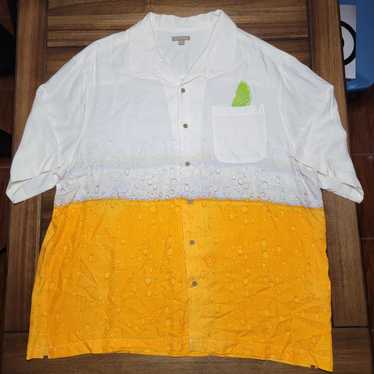 George George SS Full Button "Beer" Shirt Lime Po… - image 1