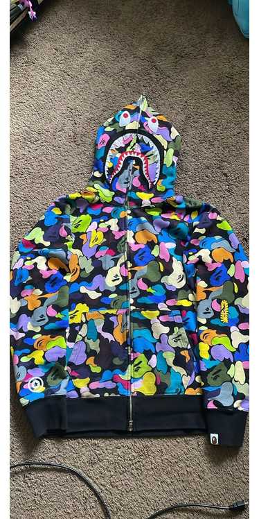 Bape Crazy camo PONR shark zip up