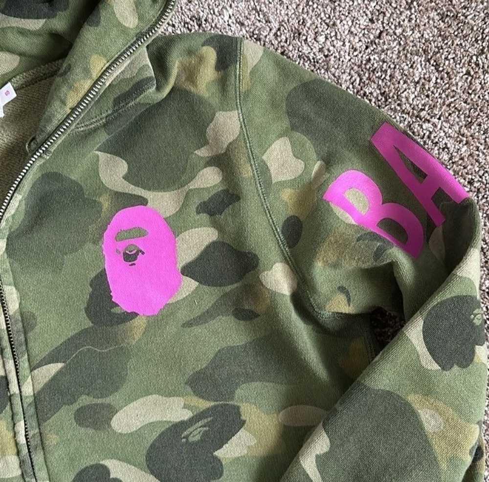 Bape BAPE A Bathing Ape green Camo Pink Zip Up - image 2