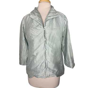 Eileen Fisher EILEEN FISHER Crinkle Silk Green Bu… - image 1