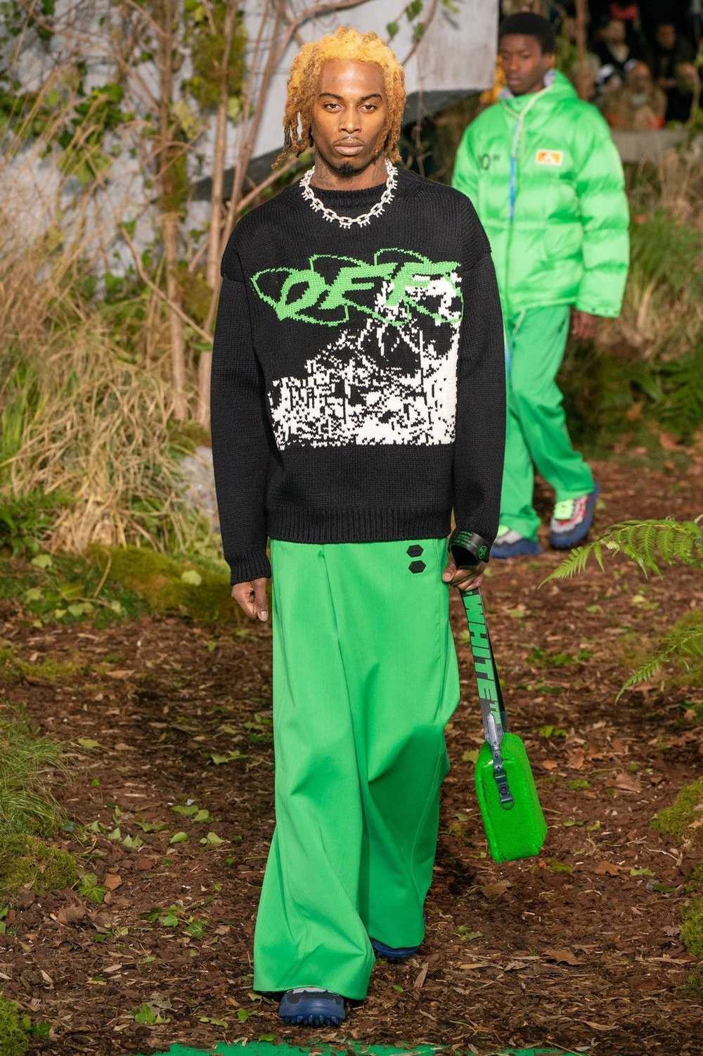 Off-White FW19 Green Logo Badge Pants - image 1