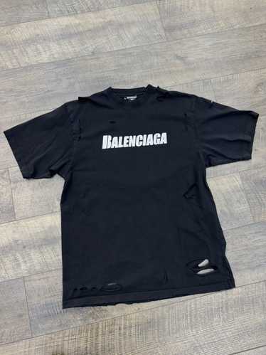 Balenciaga BB CAPS DESTROYED TEE BLACK (XXS) - image 1