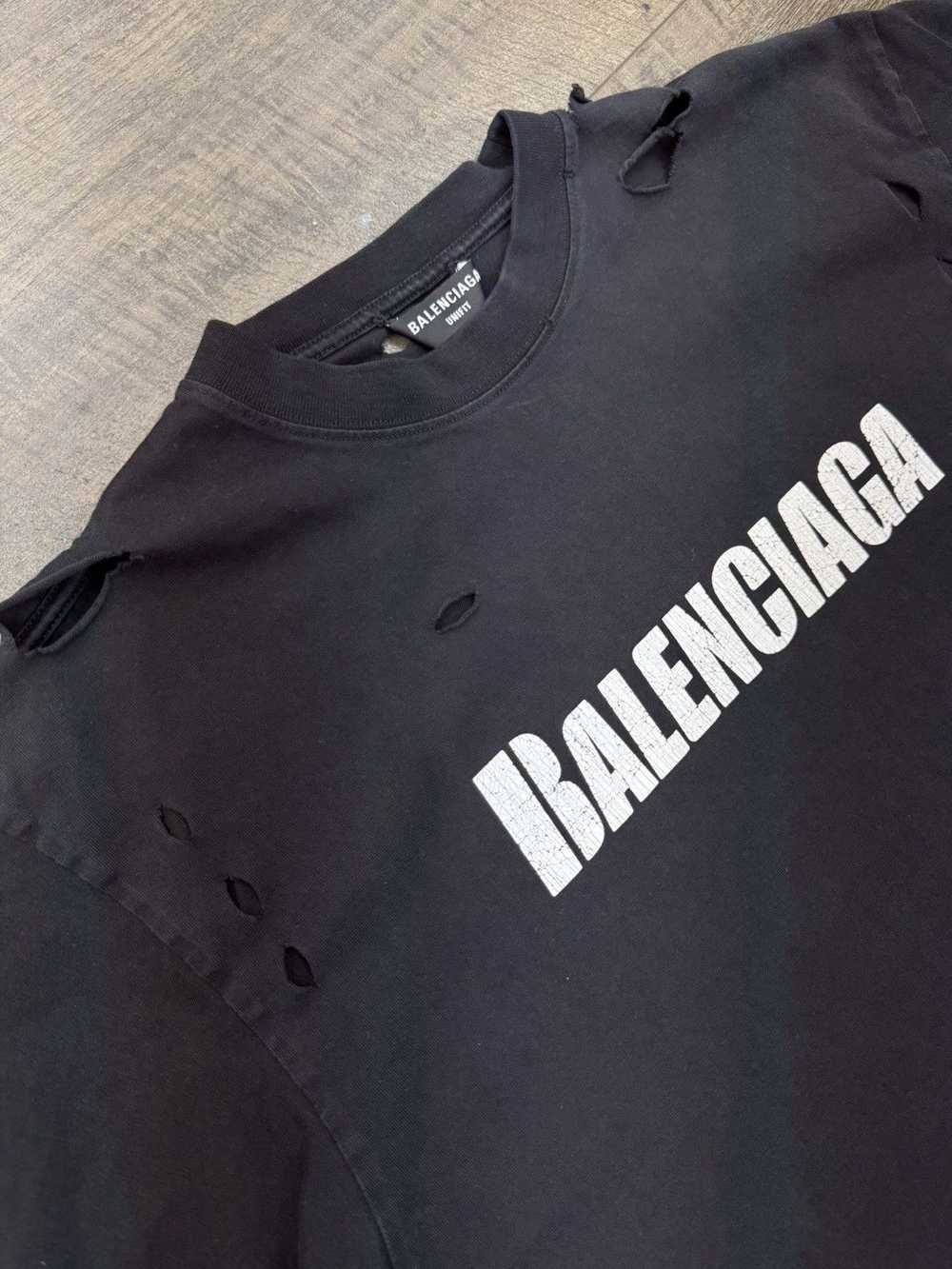 Balenciaga BB CAPS DESTROYED TEE BLACK (XXS) - image 6