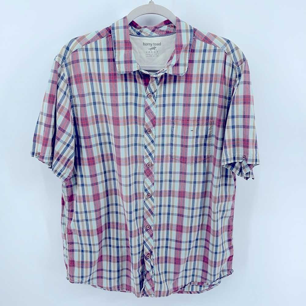 Horny Toad plaid short sleeve button down shirt s… - image 1