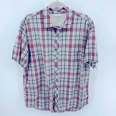 Horny Toad plaid short sleeve button down shirt sz