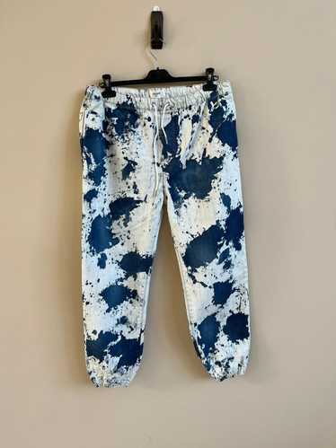 Celine Bleach Spot Denim Jogger in Blue & White