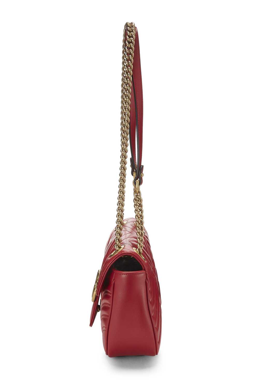 Red Leather GG Marmont Matelassé Shoulder Bag Sma… - image 3