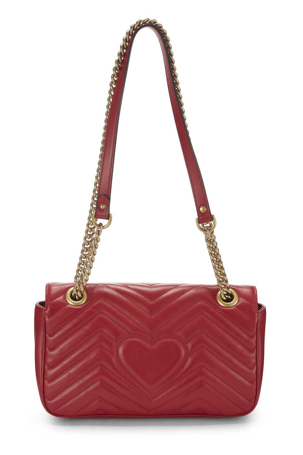 Red Leather GG Marmont Matelassé Shoulder Bag Sma… - image 4