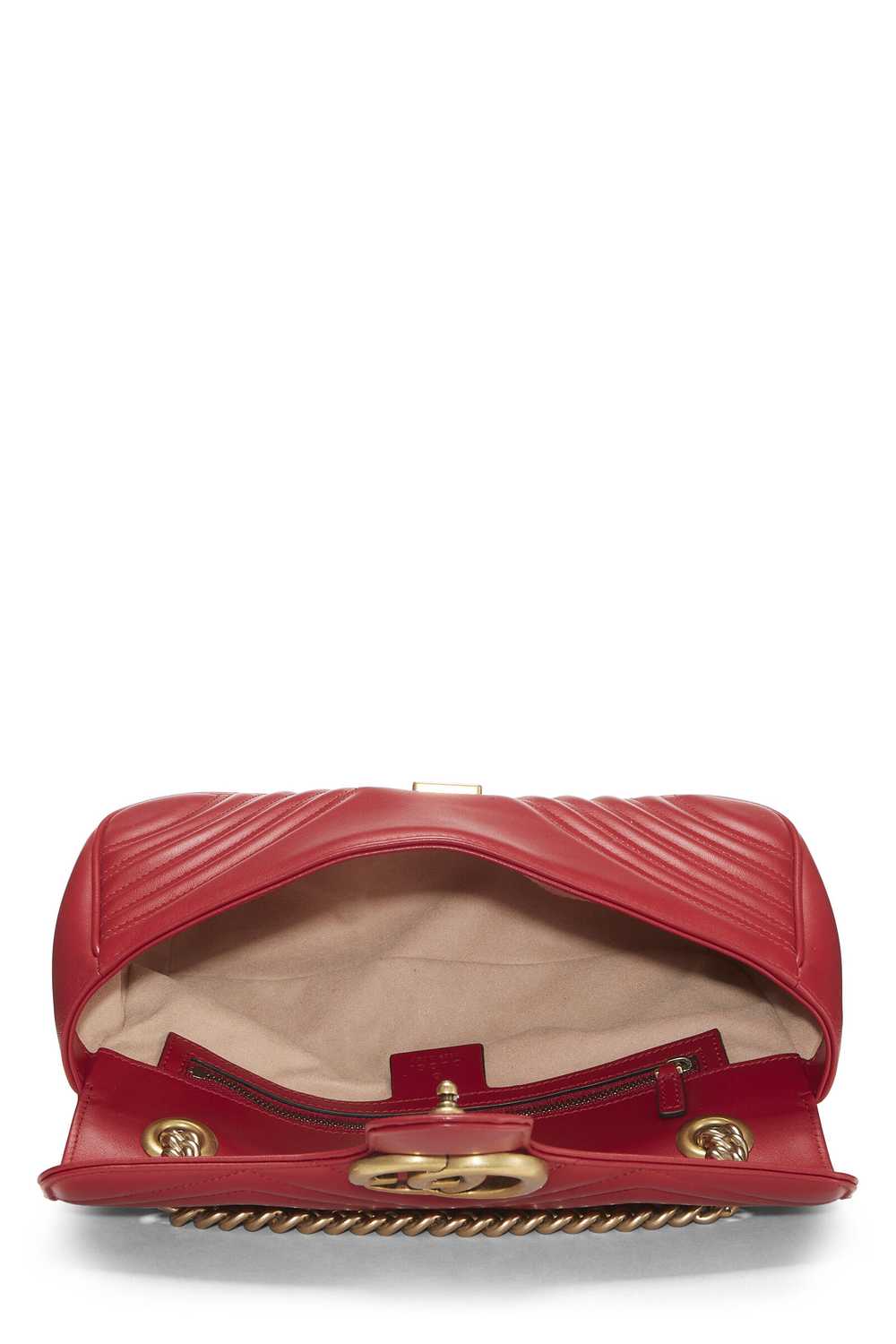 Red Leather GG Marmont Matelassé Shoulder Bag Sma… - image 6