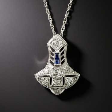 Art Deco Diamond and Sapphire Pendant