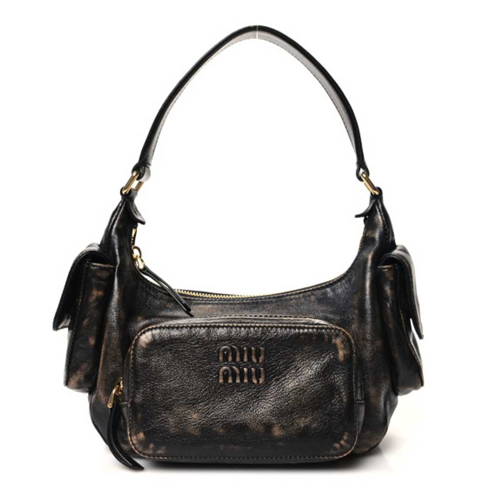 MIU MIU Distressed Calfskin Pocket Bag Sand Coffee - image 1