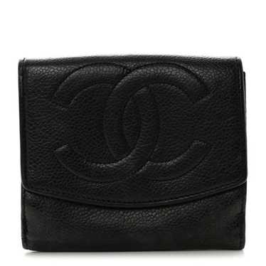 CHANEL Caviar Timeless CC Compact French Wallet Bl