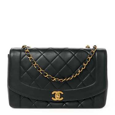 CHANEL Lambskin Quilted Medium Single Flap Black