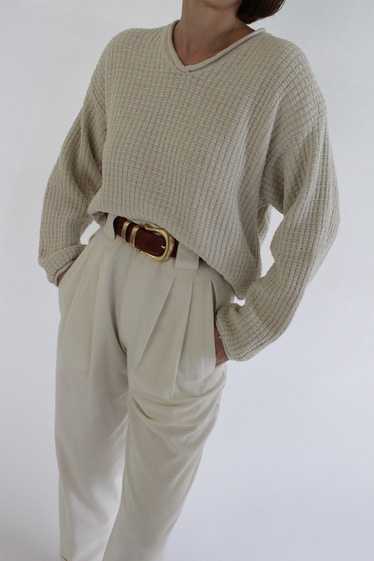 Vintage Cream Silk Woven Pullover