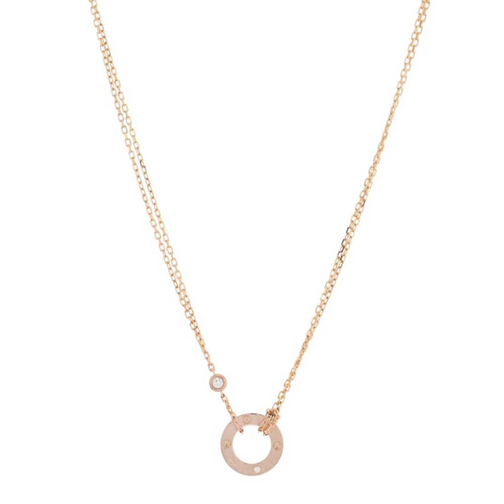 CARTIER 18K Pink Gold 2 Diamond LOVE Necklace - image 1