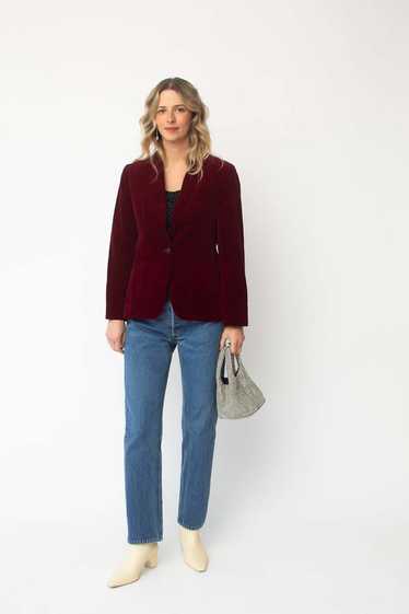 Vintage Velvet Blazer - Cranberry