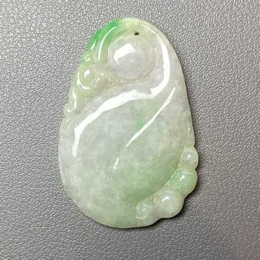 Antique Chinese Natural Icy Apple Green Jadeite J… - image 1