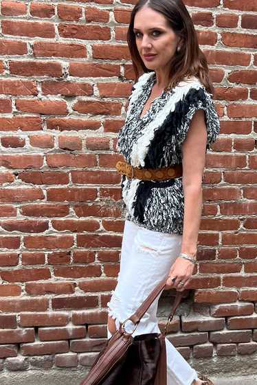 Vintage 1980s Shaggy Loop Fringe Sweater Vest Sele