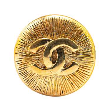 Gold Chanel Gold Plated CC Brooch