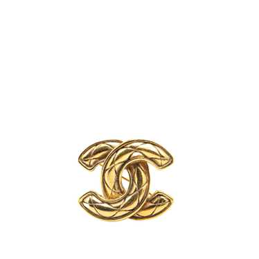 Gold Chanel CC Gold Plated Brooch - image 1