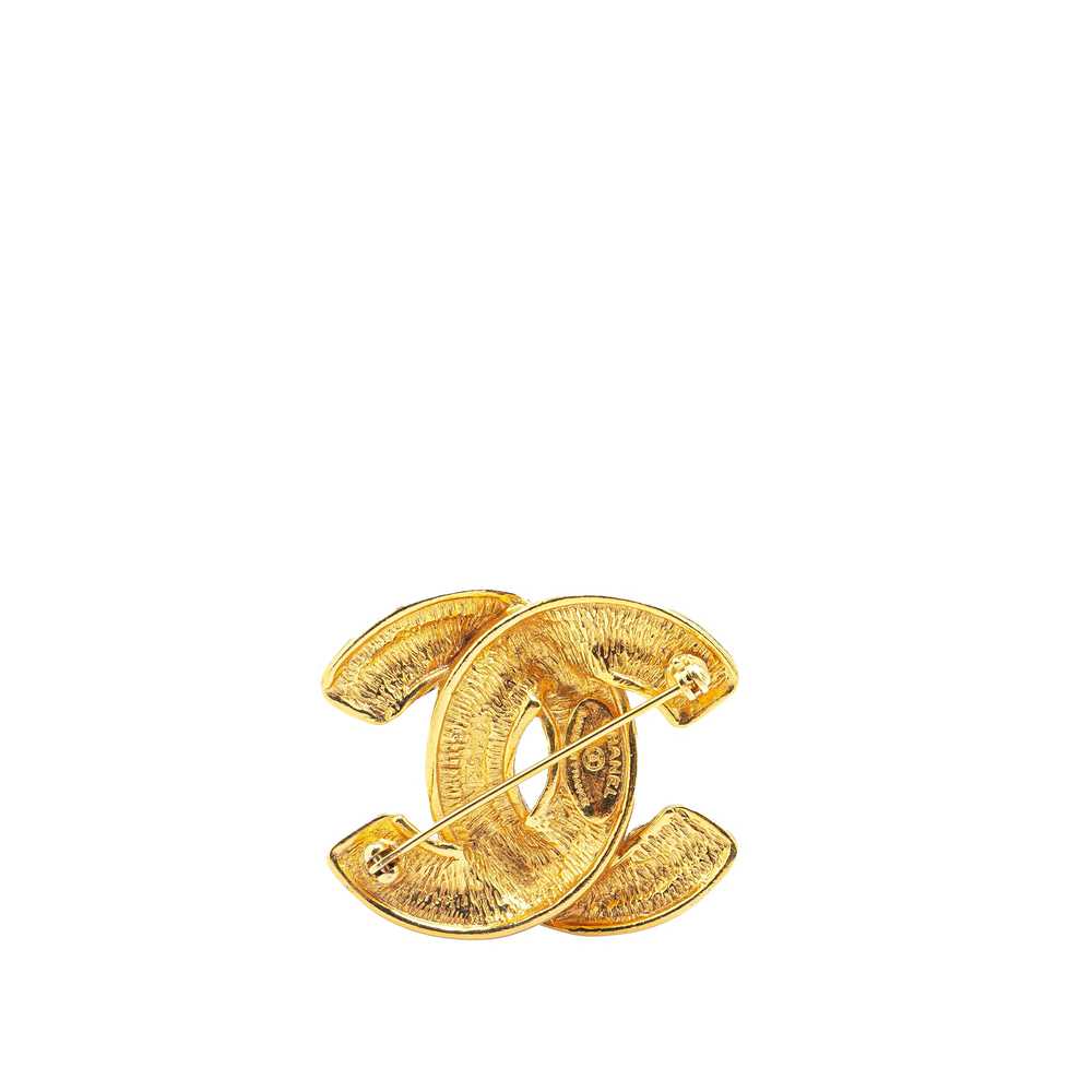 Gold Chanel CC Gold Plated Brooch - image 2