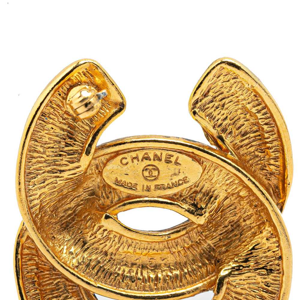 Gold Chanel CC Gold Plated Brooch - image 3