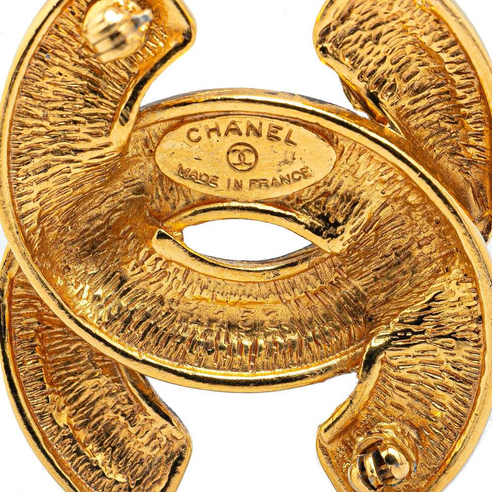 Gold Chanel CC Gold Plated Brooch - image 4