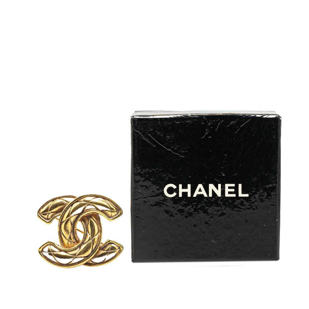 Gold Chanel CC Gold Plated Brooch - image 5