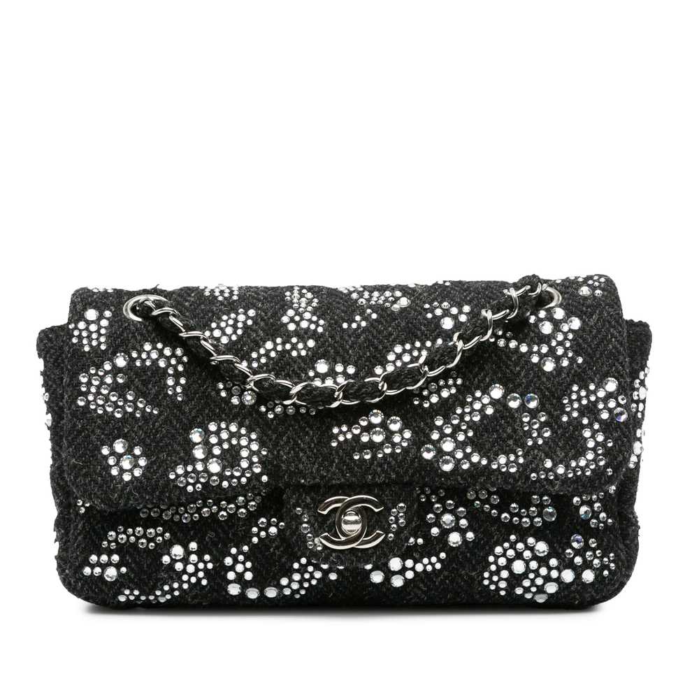 Black Chanel Medium Strass Embellished Tweed Sing… - image 2