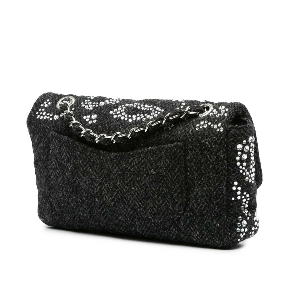 Black Chanel Medium Strass Embellished Tweed Sing… - image 3