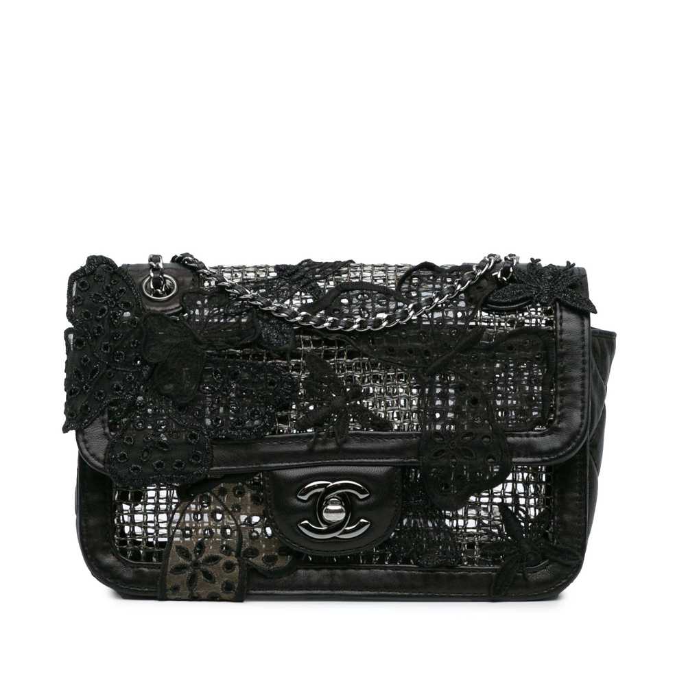 Black Chanel Small Mesh Butterfly Flap Shoulder B… - image 1