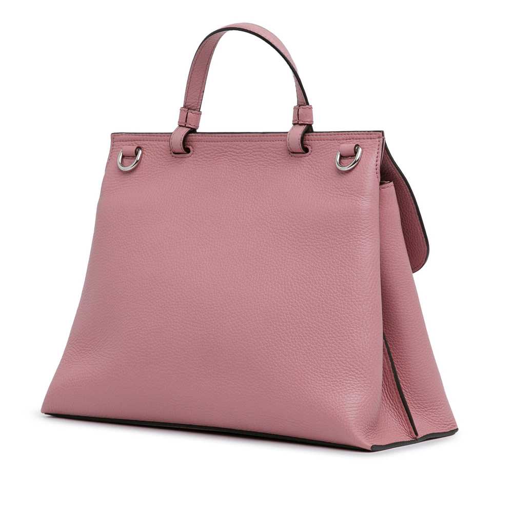 Pink Gucci Medium Leather Bamboo Daily Satchel - image 2