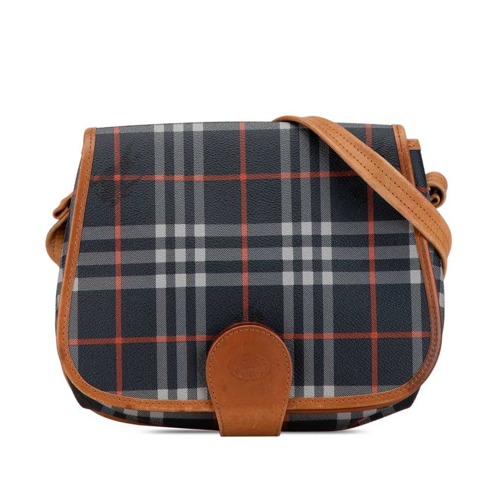 Blue Burberry Vintage Haymarket Check Saddle Bag - image 1