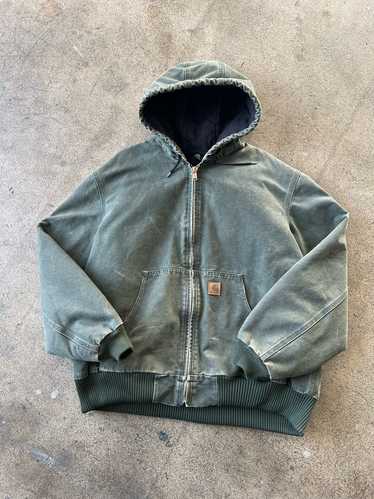 1990s Carhartt Moss Green Hooded Work Jacket - image 1