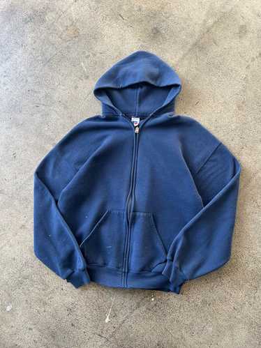 1990s Russell Athletic Faded Blue Zip Hoodie