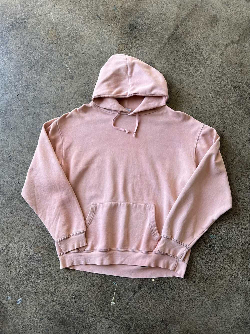 1990s Faded Pink Contrast Stitch Hoodie - image 1