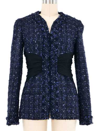 2016 Chanel Indigo Tweed Ruched Waist Jacket