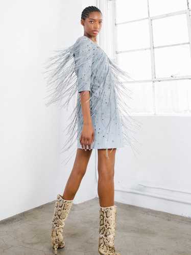 2018 Bottega Veneta Embellished Fringed Suede Dres