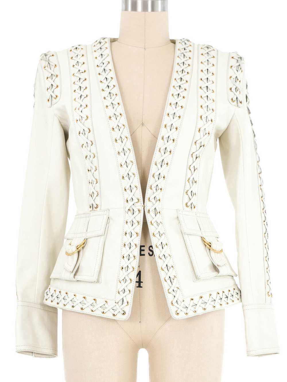 Balmain Whipstitch Leather Jacket - image 1