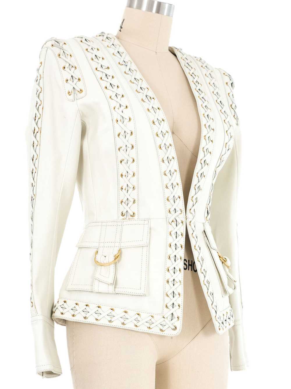 Balmain Whipstitch Leather Jacket - image 3