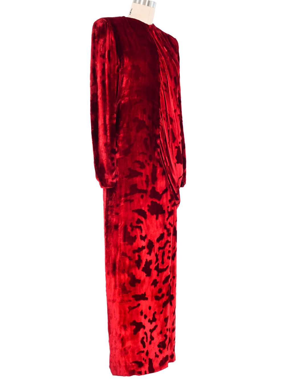 Bill Blass Draped Red Velvet Gown - image 4