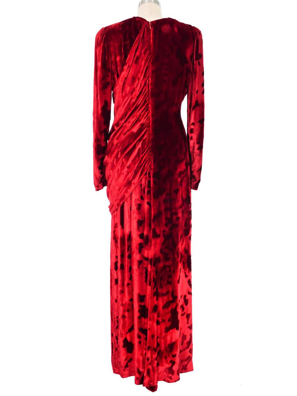 Bill Blass Draped Red Velvet Gown - image 5