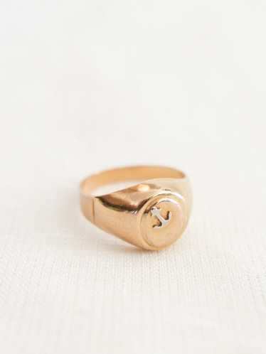 18K Italian Anchor Ring - image 1