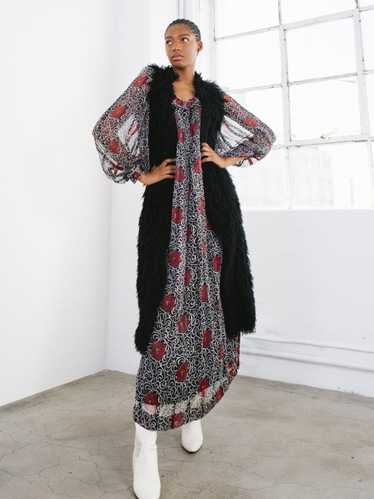 Black Shag Maxi Vest