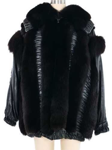 Christian Dior Ruched Fur And Leather Bomber Jacke