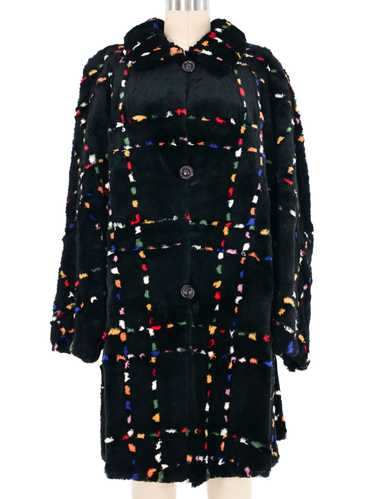 Multicolor Plaid Print Fur Swing Coat