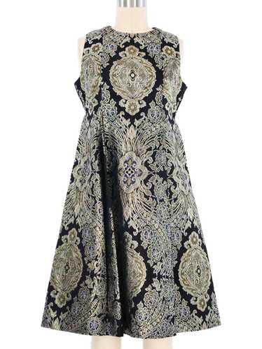 Metallic Brocade A-Line Dress