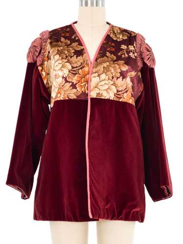 Maroon Velvet Patchwork Jacket