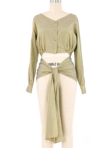 Junior Gaultier Cutout Wrap Front Cotton Blouse